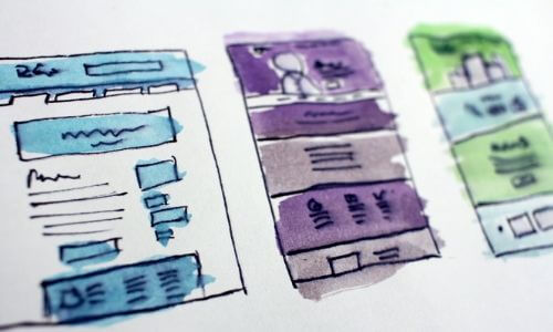 hand drawing and sketching with colors before website design