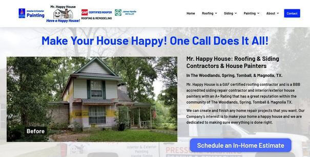 Website design 11-2-2020 for Mr. Happy House